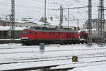 232 469 mit einem G�terzug bei der Einfahrt in den G�terbahnhof Halle/Saale am 15.2.21