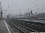 BR 261 trafft im Bahnhof Gro�korbetha auf eine BR 101 mit einem InterCity am 22.1.15