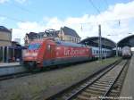 101 114-7 mit  D´r Zoch k�tt  Werbung im Bahnhof Halle (Saale) Hbf am 14.5.15