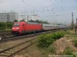 101 096 l�sst mit ihrem InterCity (IC) den Hallenser Hbf hinter sich am 13.6.15