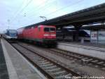 OLA VT 0004 mit Ziel �ckerm�nde Stadthafen / 143 589-0 Als S3 mit Ziel Rostock Hbf / OLA VT 0010 mit Ziel B�tzow im Bahnhof G�strow am 3.2.13