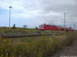 143 899-4 mit dem RE9 mit ziel Stralsund Hbf bei der Einfahrt in Altef�hr am 7.8.13