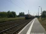 143 650 verl�sst den Zscherbener Bahnhof in Richtung Lutherstadt Eisleben am 4.6.15