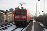143 032 verl�sst den Bahnhof Delitzsch ob Bf in Richtung Eilenburg am 18.2.21