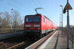 143 168 verl�sst den Bahnhof Delitzsch ob Bf in Richtung Eilenburg am 5.3.22