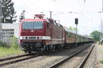 232 601 der WFL mit 243 005 verl�sst den Bahnhof Ortrand in Richtung Gro�enhain am 14.5.22