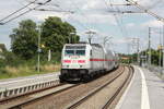 146 572 mit ihrer IC2 Garnitur bei der durchfahrt in Z�beritz am 22.7.20