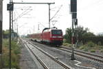 146 027 verl�sst als Re30 mit ziel Halle/Saale Hbf den Bahnhof Stumsdorf am 11.8.20