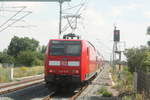 146 027 mit dem RE30 mit ziel Halle/Saale Hbf verl�sst Stumsdorf am 11.8.20