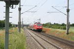 146 028 verl�sst als RE30 mit ziel Halle/Saale Hbf den Bahnhof Z�beritz am 9.6.21