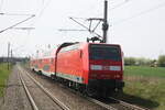 146 022 verl�sst den Haltepunkt Z�beritz in Richtung Halle/Saale Hbf am 29.4.22