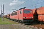 Am 31 Mai 2010 h�lt ein Sch�tterzug mit 155 070 in Grosskorbetha.