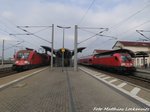 182 019 und 182 022 im Bahnhof Bitterfeld am 14.4.16