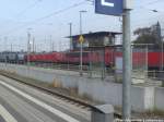 Abgestellte Loks der BR 155, BR 185 und RBH-Loks im Bahnhof Angerm�nde am 7.9.14
