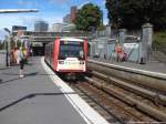 Wagen 812-3 als U3 mit ziel Wandsbek-Gartenstadt in der Station Landungsbr�cke in Hamburg am 1.9.13