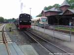 R�BB 99 4802 und PRESS 650 032-4 im Bahnhof Putbus am 29.5.13