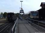Schlusslicht des R�BB-Zuges & PRESS 650 032-4 im Bahnhof Putbus am 29.8.13