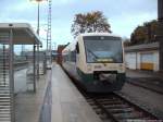 PRESS 650 032-4 mit ziel Lauterbach Mole im Bahnhof Bergen auf R�gen am 17.10.13