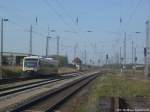 PRESS 650 032-4 bei der Ausfahrt aus Bergen auf R�gen in Richtung Lauterbach Mole �ber Putbus am 30.4.14