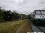 PRESS 346 001 mit 35 1097 beim einfahren in den Putbusser Bahnhof´s am 30.5.15