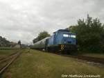PRESS 346 001 mit 35 1097 beim verlassen des Putbusser Bahnhof´s in Richtung Bergen auf R�gen am 30.5.15