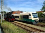 91 134 und 650 032 im Bahnhof Bergen auf R�gen am 22.5.16