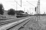 772 140 und 772 141 sowie 114 703 (203 230) bei Rangierfahrten im Bahnhof Bergen auf R�gen am 30.7.21