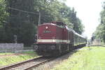 114 703 (203 230) und 86 1744 unterwegs nach Bergen auf R�gen bei der Durchfahrt am ehemaligen DDR Haltepunkt Pastitz am 31.7.21