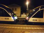 Kupplungsvorgang zwischen HEX VT 871 und VT 876 im Bahnhof K�nnern am 21.12.14
