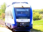 HEX VT 876 unterwegs nach Bernburg und durchf�hrt den Bedarfshaltepunkt Trebitz (K�nnern) am 5.5.16