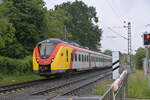 HLB ET 170 am Abzweig Steinerz in Mainaschaff  im str�menden Regen. 1.Juni 2024 als RB nach Laufach. 1.6.2024