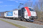 185 669 mit einem KLV am Haken durch Th�ngersheim gen W�rzburg Hbf fahrend abgelichtet worden ist am 8.2.2025 