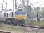 MEG 077 012-8 mit einen G�terzug beim zwischenhalt in Delitzsch am 13.4.16