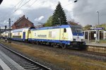 Metronom 146 542 h�lt am 27 April 2016 in Hamburg-Harburg.