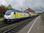 Metronom 146-18 h�lt am 27 April 2016 in Hamburg-Harburg.