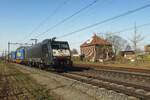 ECCO Rail 189 201 zieht ein LKW-Walter Wien Shuttle durch Blerick am 5 M�rz 2022.