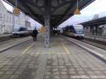 OLA VT 0007 mit Ziel �ckerm�nde Stadthafen & OLA VT 0003 mit Ziel B�tzow im Bahnhof G�strow am 13.4.13