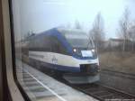 OLA VT 0006 mit ziel Ueckerm�nde Stadthafen bei der Einfahrt in den Bahnhof Strasburg (Uckerm) am 14.12.13
