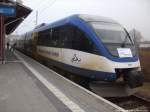OLA VT 0010 mit ziel Ueckerm�nde Stadthafen im Bahnhof Pasewalk am 14.12.13