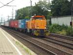 eine G 1206 der MAK fuhr langsam mit einen intermodal am 27.07.13 durch hh-harburg