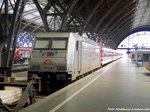 185 418 mit dem M�ller-Tanzzug abgestellt im Leipziger Hbf am 4.6.16
