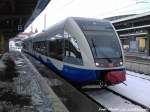 UBB GTW 2/6 mit Ziel Swinem�nde Centrum (PL) im Bahnhof Stralsund Hbf am 21.3.13 