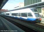 2 UBB GTW 2/6er mit Ziel Swinem�nde Centrum (PL) im Bahnhof Stralsund Hbf am 4.9.12