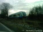 UBB GTW 2/& unterwegs nach Swinem�nde Centrum (PL) / Hier in der N�he von Dammerow (Insel Usedom) am 14.2.11