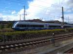 UBB GTW 2/6 unterwegs nach Swinem�nde Centrum (PL) bei der Ausfahrt aus Stralsund Hbf am 13.8.13