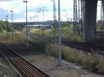 UBB GTW 2/6 unterwegs nach Swinem�nde Centrum (PL) bei der Ausfahrt aus Stralsund Hbf am 13.8.13