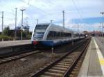 UBB GTW 2/6 bei der Ausfahrt aus Stralsund Hbf nach Swinem�nde Centrum (PL) am 13.8.13