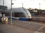 UBB GTW 2/6 mit ziel Swinem�nde Centrum (PL) bei der Ausfahrt aus Stralsund Hbf am 31.8.13