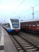 UBB GTW 2/6er mit ziel Swinem�nde Centrum (PL) bei der Ausfahrt aus Stralsund Hbf am 12.10.13