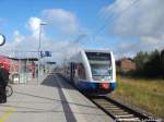 UBB GTW 2/6 mit ziel Swinem�nde Centrum im Bahnhof Z�ssow am 15.7.14
